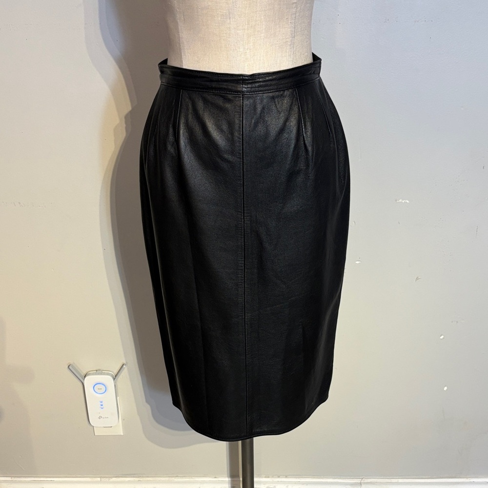 Vintage Black Leather Pencil Skirt